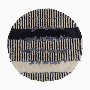 Round Rya Black and White Hanging Carpet, 1960s, Sweden