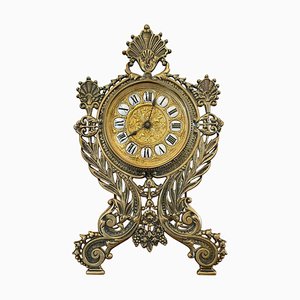 Horloge de Bureau 19ème Siècle en Laiton Orné