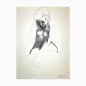 Emilio Greco, Desnudo de mujer, Dibujo de tinta china original, 1973