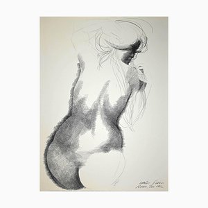 Emilio Greco, Nude from the Back, Dibujo original china de tinta, 1972