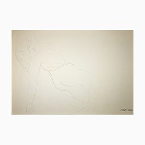 Emilio Greco, Lying Nude, dibujo original de tinta china, 1969