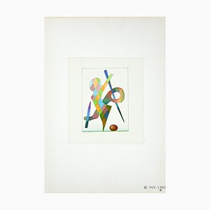 Leo Guida, Abstraktes Spiel, Aquarell, 1970er