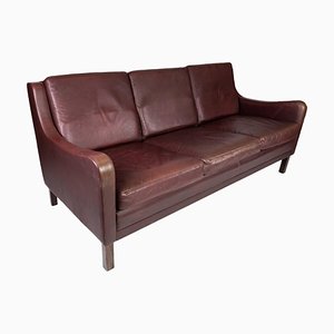 3-Sitzer Sofa mit Rotbraunem Leder von Stouby Furniture, 1960er
