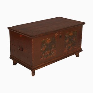 Antique Hand-Painted Tyrolean Larch Chest, 1700s