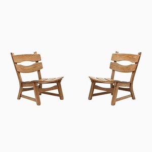 Set of Brutalist Oak Fireside Chairs from AWA Meubelfabriek, 1960s