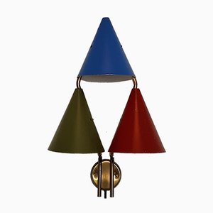 Danish Triple-Shaded Mosaik Sconce by Bent Karlby for Lyfa, 1950s