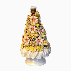 Spanish Floral Manises Table Lamp, 1970s