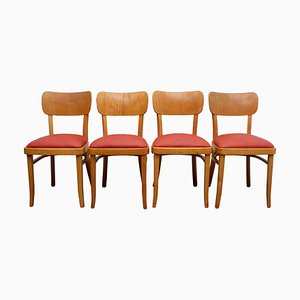 Esszimmerstühle aus Buche & Kunstleder, 1950er, 4er Set
