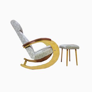 Rocking Chair avec Ottomane, 1950s, Set de 2