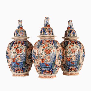 Vasi Delft vintage smaltati color Cashmere di Edme Samson per The Lampet Kan, Paesi Bassi, set di 3