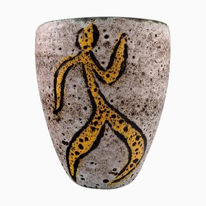 Vaso grande in ceramica smaltata con ballerini