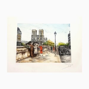 Dufza, Paris, Saint Michel, Hand Signed Etching, 1940s