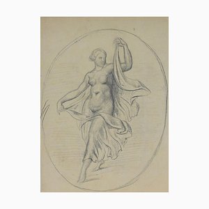 Figura de mujer de Paul Baudry, dibujo a lápiz, siglo XIX