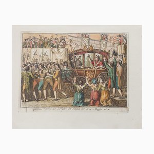 Incisione Bartolomeo Pinelli, glorioso ritorno del Santo Padre a Roma, 1850