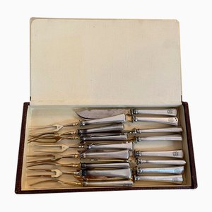 Antique Silver Fruit Cutlery Set by Alfred Pollak, Set of 16