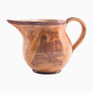 Taza esmaltada de terracota que representa la basílica de San Francisco de Asís, años 50