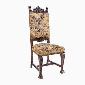Geschnitzter Neo-Renaissance Sessel mit Geflochtenem Bezug, 1800er