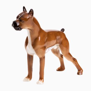 Porcelain Figurine of a Boxer Dog in the Style of Copenhagen Porcelain