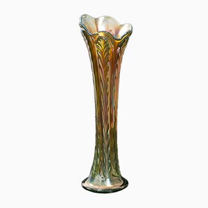 Decorative English Carnival Glass Flower Vase, 1930s