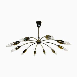 Italian Brass 10-Arm Sputnik Chandelier from Arredoluce, 1950s