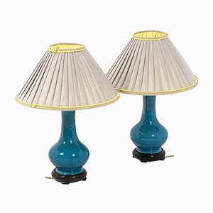 Lamps in Ceramic and Gilt Bronze by Pol Chambost, 19th Century, Set of 2