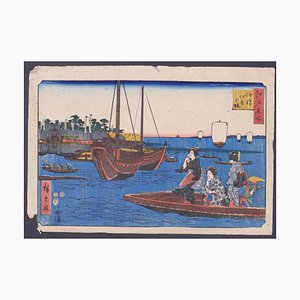 Utagawa Hiroshige II, Tsukuda Sumiyoshi No Yashiro, Holzschnitt, 1853