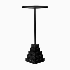 Marble and Steel Black Top Side Table