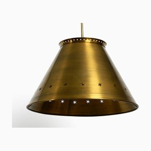 Extra Große Italienische Mid-Century Messing Deckenlampe, 1950er
