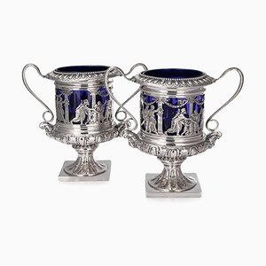 20th Century German Neoclassical Silver & Glass Wine Coolers from Simon Rosenau, 1900s, Set of 2