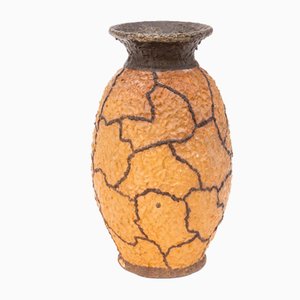 Cracked Earth Ceramic Vase, 1970s