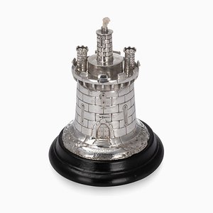 19th Century Victorian Silver Guard Tower Table Lighter from Stephen Smith & Son, 1878