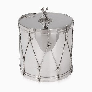 19th Century Victorian Silver-Plated Regimental Drum Ice Bucket from Harwood, Sons & Harrison, 1890s
