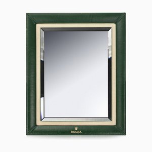 Miroir 20ème Siècle en Cuir Vert par Rolex pour Rolex, 1980s