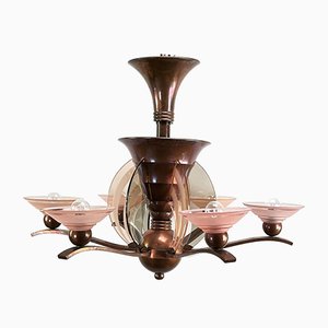 Vintage Art Deco Copper Ceiling Lamp from EZAN