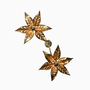 Willy Daro Style Brass Double Flower Sconce from Massive Lighting, 1970s