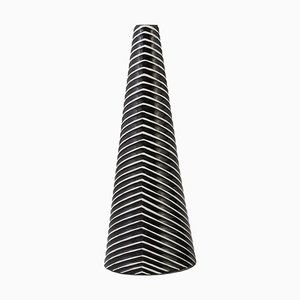 Conical Black & White Stoneware Domino Vase by Stig Lindberg for Gustavsberg, 1954