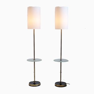 Französische Stehlampe aus Milchglas, 1950er