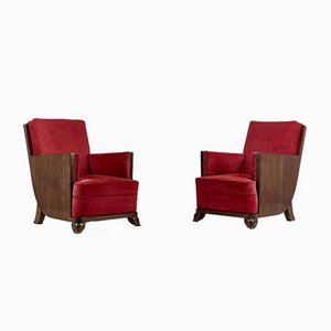 French Art Deco Lounge Chairs, 1930s, Set of 2