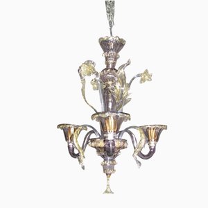 Venetian Chandelier in Murano Glass, Crystal Amethyst and Gold by Giuseppe Briati, 18th Century