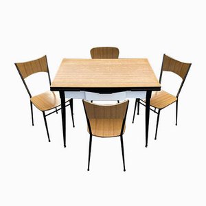 Italian Dining Table & 4 Chairs from Salvarani Depositato, 1950s, Set of 5