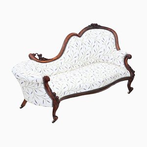 Victorian Carved Walnut Chaise Longue or Sofa, Circa 1870