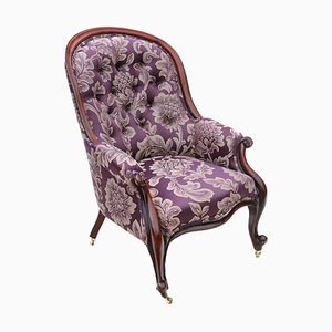 Fauteuil Slipper Victorien en Acajou avec Retour Articulé, Circa 1870