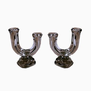 French Crystal Daum Candleholders from Cristal de Vannes, 1960s, Set of 2