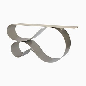 Whorl Console in Beige Powder Coated Aluminum by Neal Aronowitz