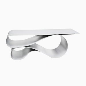 Whorl Coffee Table in Silver Powder Coated Aluminum by Neal Aronowitz