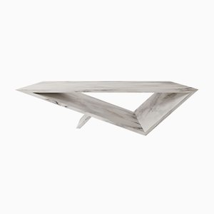 Time/Space Portal Coffee Table in Calacatta Marble by Neal Aronowitz
