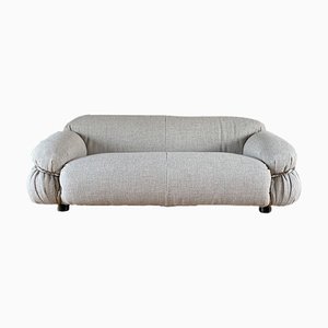 Sofá de dos plazas Cream Bouclé Sesann de Gianfranco Frattini para Cassina, 1973