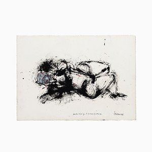 Etude N ° 3, Dessin à l'Encre d'Origine, Fin 20ème Siècle