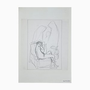 Leo Guida, Lying Nude, Dessin au Dessin Original, 1972