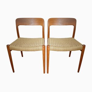 Danish Mod.75 Dining Chairs by Nils Otto Möller for JL Möller, 1970s, Set of 2